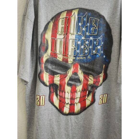 T-SHIRT-DAYTONA BEACH BIKE WEEK 2020-Flag Skull-Gray-MEN'S XL - Picture 5 of 12